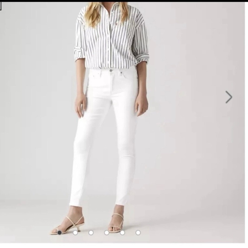 Levi’s 721 High Rise Skinny Jeans Women 26 White Stretch Denim Slim Fit